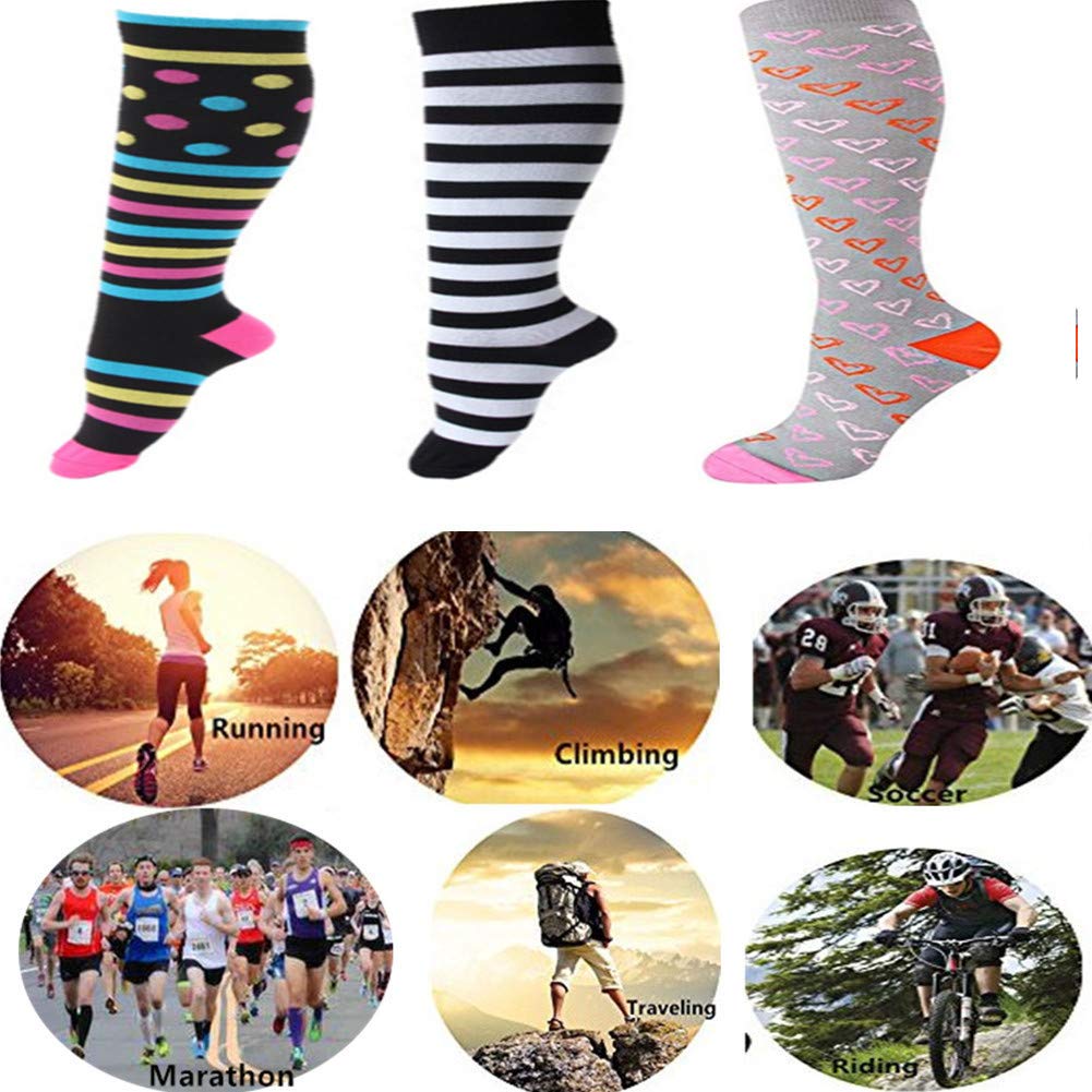 ZFiSt 3 Pairs Medical&Althetic Compression Socks for Women, 20-30 mmHg Nursing Performance Socks for Edema, Diabetic, Varicose Veins,Shin Splints,Running Marathon (Style3, S/M)