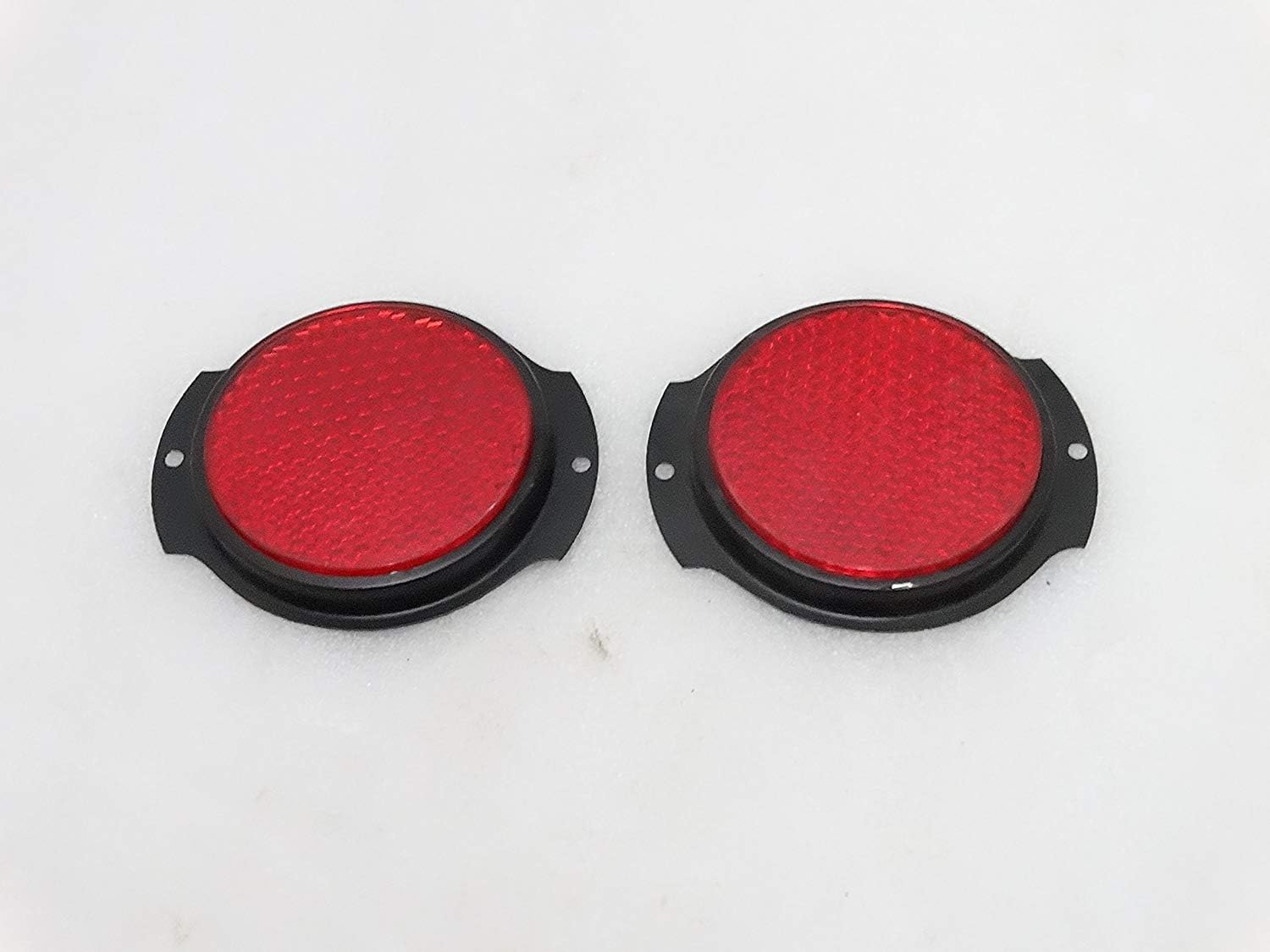 Royal Crusaders M38 M151A1 M35 M37 JEEP RED REFLECTOR PAIR BLACK BEZEL SUITABLE FOR WILLYS JEEP