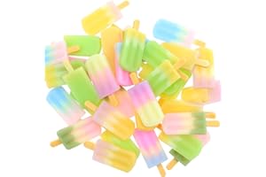 ASWEWAMT 40 PCS 3D Ice-Lolly Flatback Resin Charm Assorted No Hole Beads for DIY Scrapbooking Embellishment Phone Case Decor Hair Clip Craft Jewelry Making Supplies