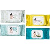 Epielle Makeup Remover Wipes, Remove Waterproof Mascara, Gentle Daily Facial Cleanser Towelettes with Collagen, Cucumber & Argan Oil, Stocking Stuffers, 60 Count (Pack of 4)