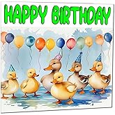 Duck Birthday Card - Cute Ducks Ducklings Bday Card 145 x 145mm