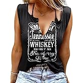 Women Summer Graphic Tank Tops V Neck Retro Country Music Concert Sleeveless Tee Top