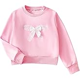 SOLY HUX Girl's Graphic Sweatshirt Cute Bow Long Sleeve Crewneck Casual Trendy Pullover Tops
