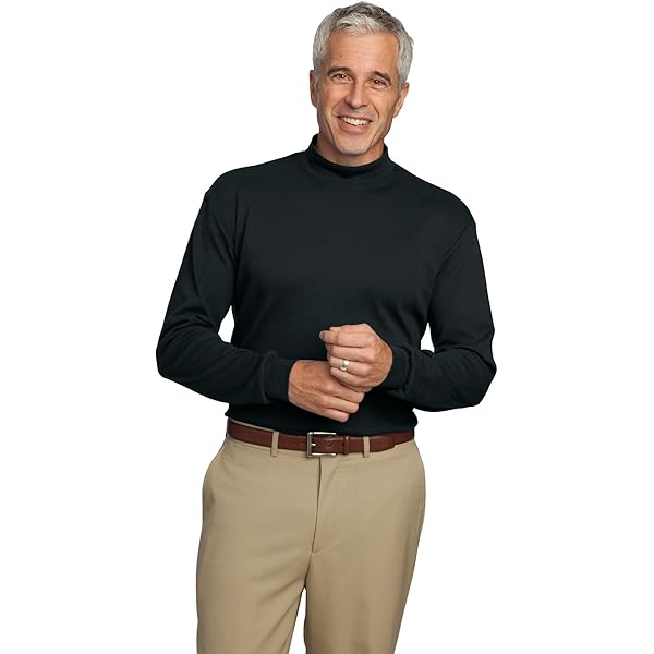 Amazon.com: Port Authority Interlock Knit Mock Turtleneck Navy
