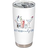 BEHIFL Mahjong Cocktail Tumbler, Gifts for Mah Jong Players Stainless Steel Tumbler with Lid and Straw 20oz, Mahjong Accessories Travel Coffee Cup