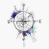 STICKY DUDE Colorful Compass Sticker, 5 inches - Vinyl Waterproof Sticker Decal Car Laptop Wall Window Car Bumper RV Sticker