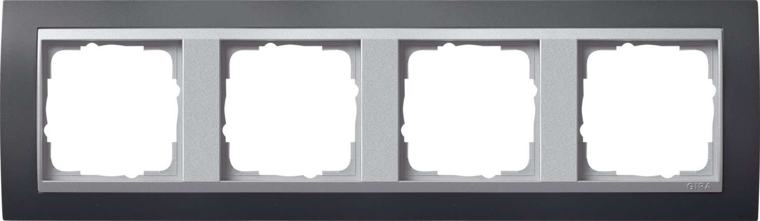 GIRA 021481 Covering Frame 4-Hole Event anthracite with Aluminium Frame