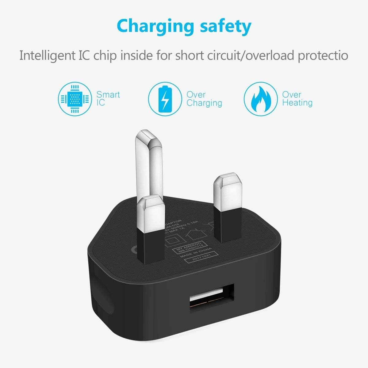 TheMax® USB 2.0 Data Sync Charging Cable 1 meter + 1000mAh USB Charger Plug Compatible with iiPhones 6/7/8/X/XS/XS Max/11/12/12 Pro Max/13/13 Mini/14/14 plus (1 Meter - Image 4
