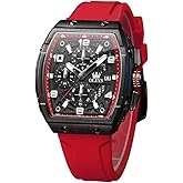 OLEVS Watch Men Luxury Large Face Black Mens Wrist Watches Silicone Square Multifunctional Dress Waterproof Chronograph Analog Quartz Gold Rectangle Relojes para Hombres