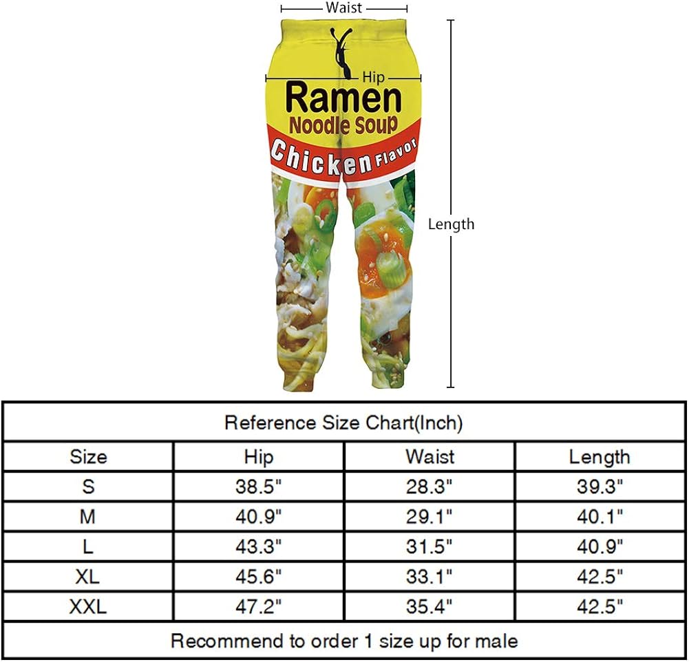 SKYRAINBOW Unisex Joggers 3D Novelty Ramen Pants Noodle Soup Gym Jogging Trouser with Pocket at  Men’s Clothing store