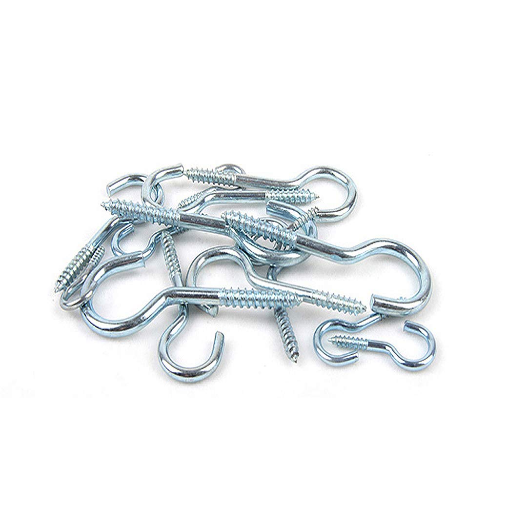 BOZONLI Screw Hooks, Cup Hooks, Ceiling Hooks, Zinc Plated Steel Screw in Hooks for Outdoor Indoor Porch Bathroom Kitchen Wall, Total Length 62mm,50pcs