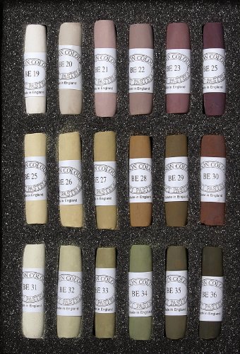 Jack Richeson Unison Brown Earth Pastel Sticks, Set of 18, Shades 19 to 36