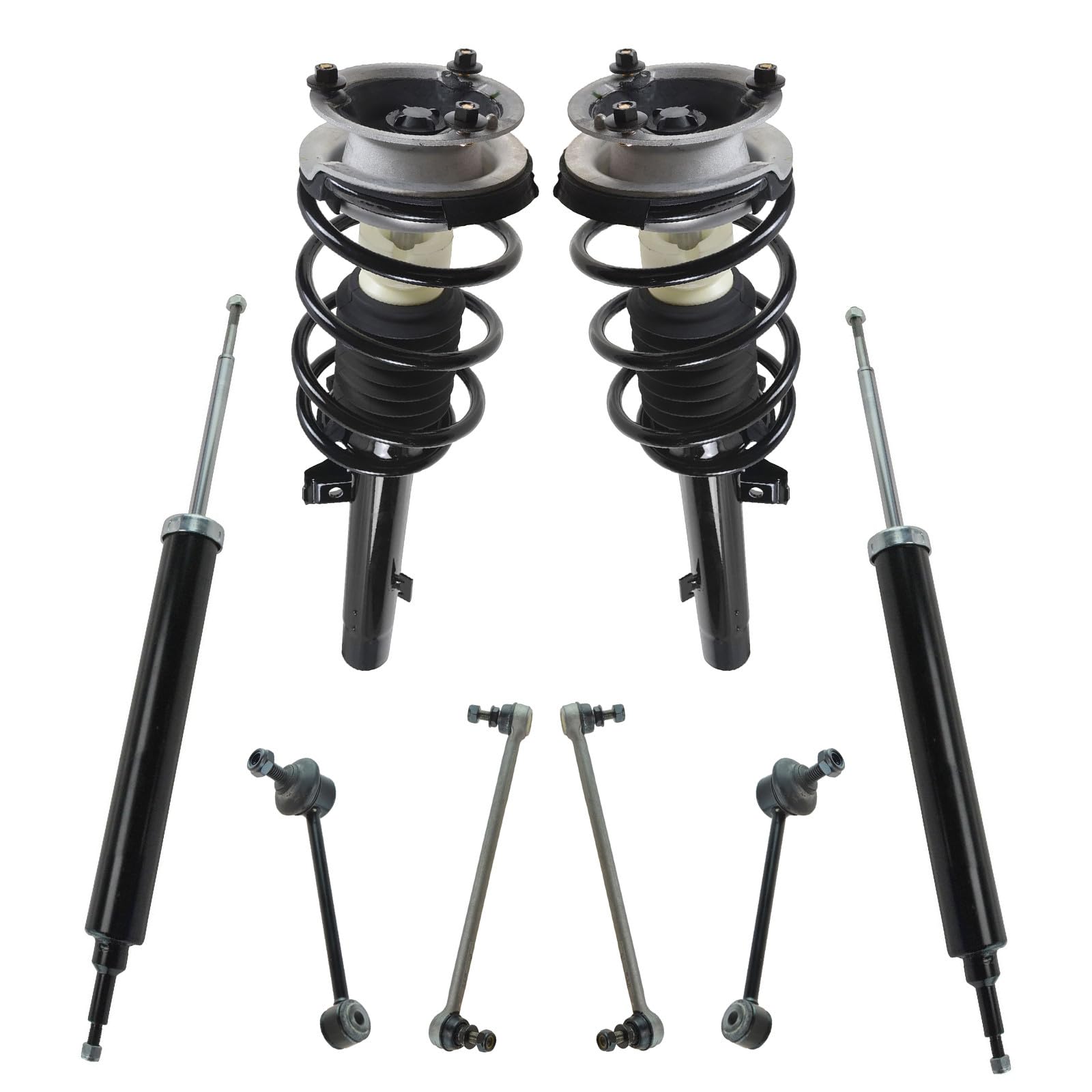 Photo 1 of 1 SHOCK ABSORBER ONLY*
TRQ Front and Rear Suspension Kit Complete Strut & Coil Spring Assembly Shock Absorber Sway Bar Stabilizer Link Compatible with 06-13 BMW