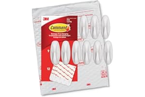 Command Medium Designer Hooks, Damage Free Hanging Wall Hooks with Adhesive Strips, No Tools Wall Hooks for Hanging Decorations in Living Spaces, 9 White Hooks and 12 Command Strips