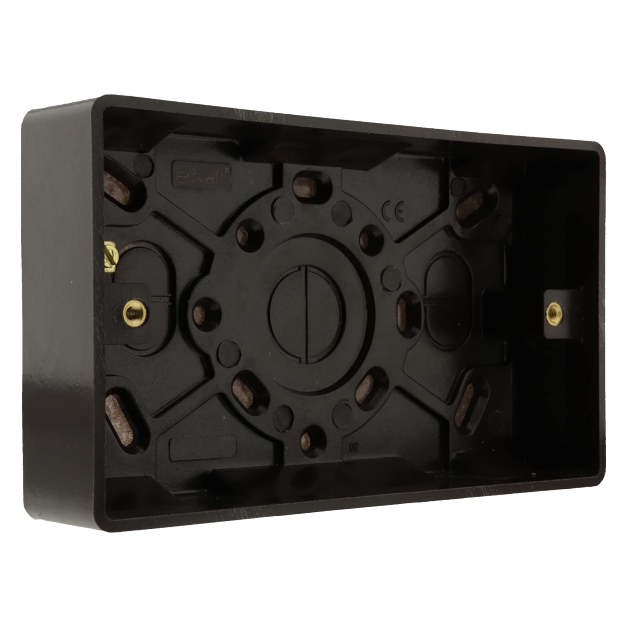 Art Deco Emporium Double 25mm Wall Pattress Box Mount in Vintage Period Style Bakelite Dark Brown Part of The New Exalt V2.0 Brand. Fits Standard UK Double Plug Socket or Double Switch Plate