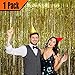 GIFTEXPRESS 1 piece Metallic Gold Tinsel Fringe Curtain Decoration for Party Photo Booth Backdrop and Wedding Bridal Birthday Decor