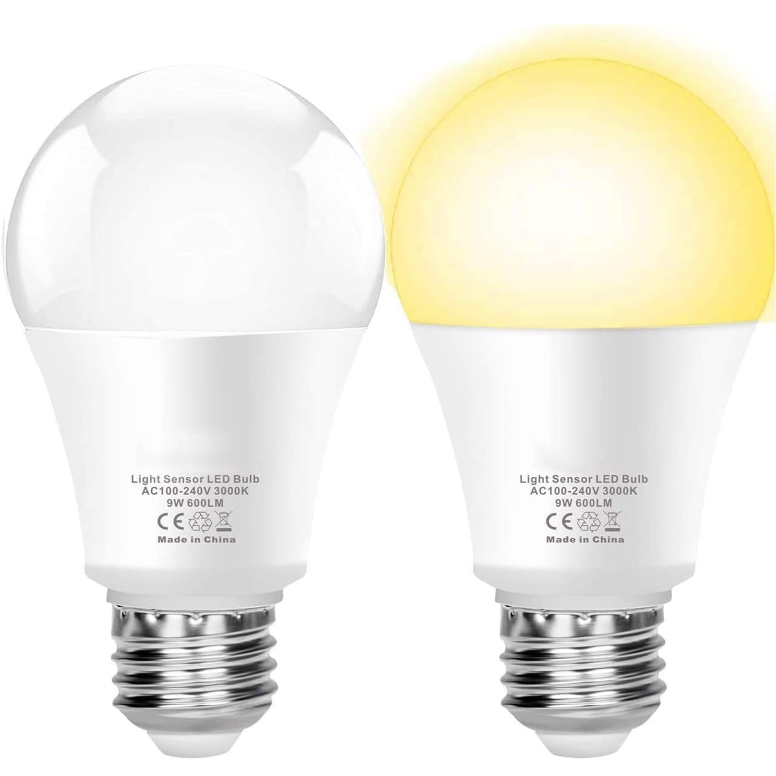 Boxlood Dawn Till Dusk Bulbs, 9W, 60W Equivalent, Outside Bulbs Automatic On Off Twilight Sensor LED Light Bulbs,3000K Warm White, Security Lighting for Hallway, Porch, Balcony, Backyard, Garage — image 1