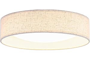 LED Fabric Drum Ceiling Light,13" semi Flush Mount Light,24W Kitchen Lighting Fixture Ceiling Mount, Dimmable Drum Ceiling Li