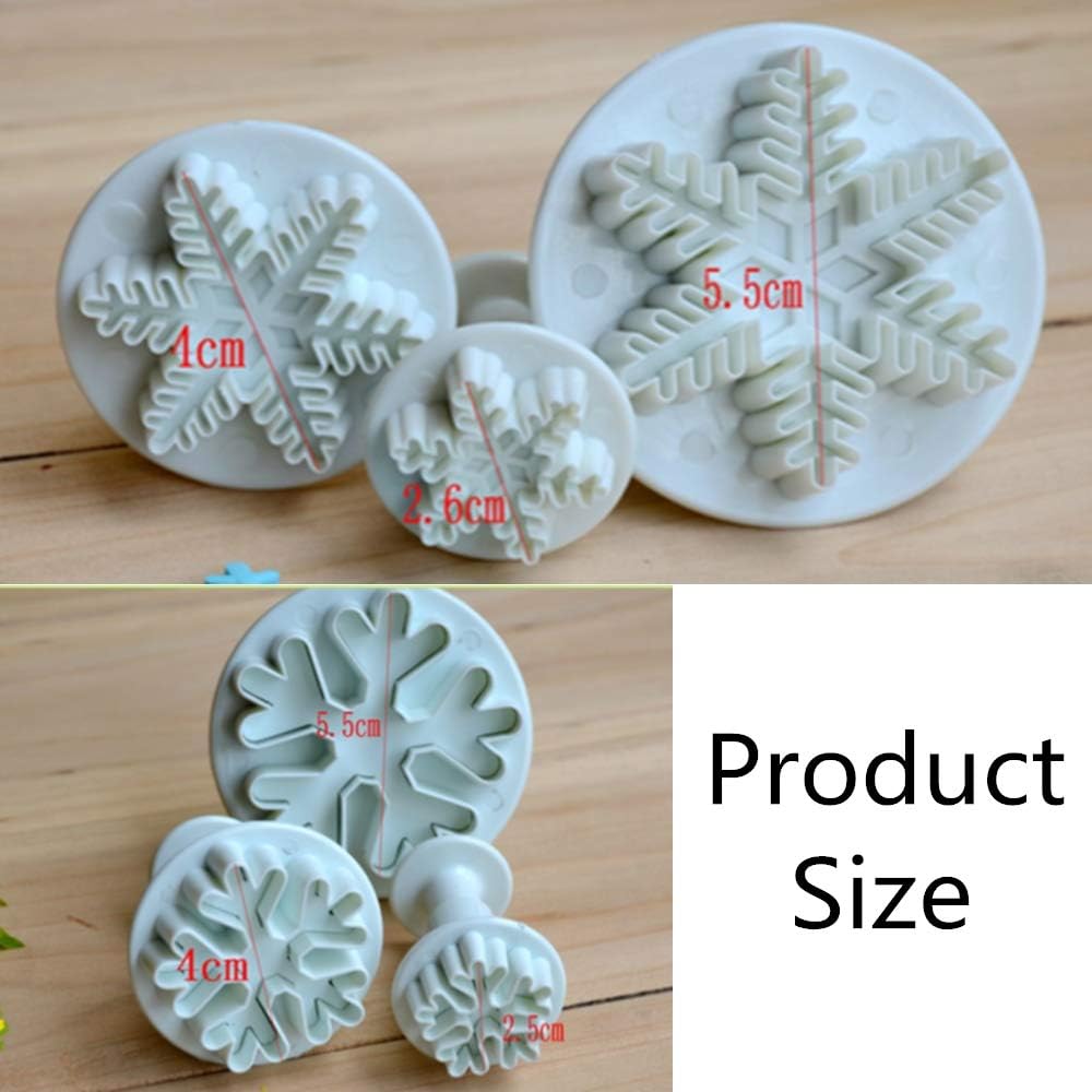 6Pcs Fondant Cookie Cutter Cupcake Decorating Fondant Mould Snowflake Cake Decorating Tools for Wedding Birthday Baby Shower Party Cake Decoration (White) - Image 3