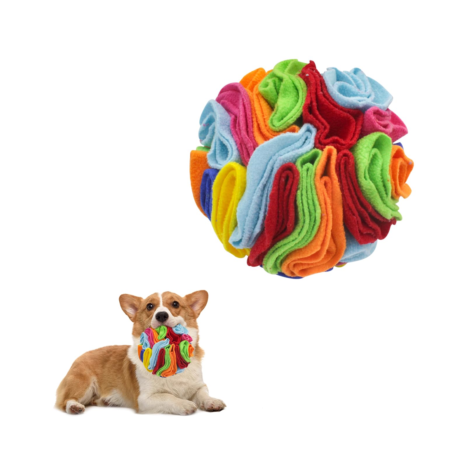 LuckyOpt Pet Snuffle Ball for Dogs, Soft Felt Cloth Dog Snuffle Balls for Natural Foraging, 15cm in Diameter Dog Feeding Mat, Sniffing Ball Toy for Small & Medium Dogs