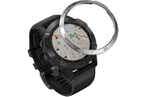 REYDA Watch Bezel Compatible for Garmin Fenix 6/6 Pro Bezel Ring, Stainless Steel Watch Bezel Loop Adhesive Cover Scratch Resistant Protection Metal Bezel Styling Dial Circle for Garmin Fenix 6/6 Pro