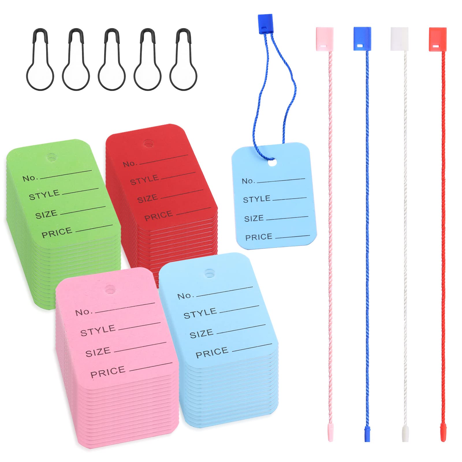 Glarks 1300Pc Multicolored Marking Tags Kit - 3.5cm x 5cm Paper Clothing Tags with Metal Gourd Pins and Strings