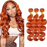 #350 Bundles Human Hair Ginger Orange Body Wave Bundles 12 12 12 Inch Ginger 3 Bundles Brazilian Virgin Remy Hair 50 Gram Per Bundle Human Hair Extensions