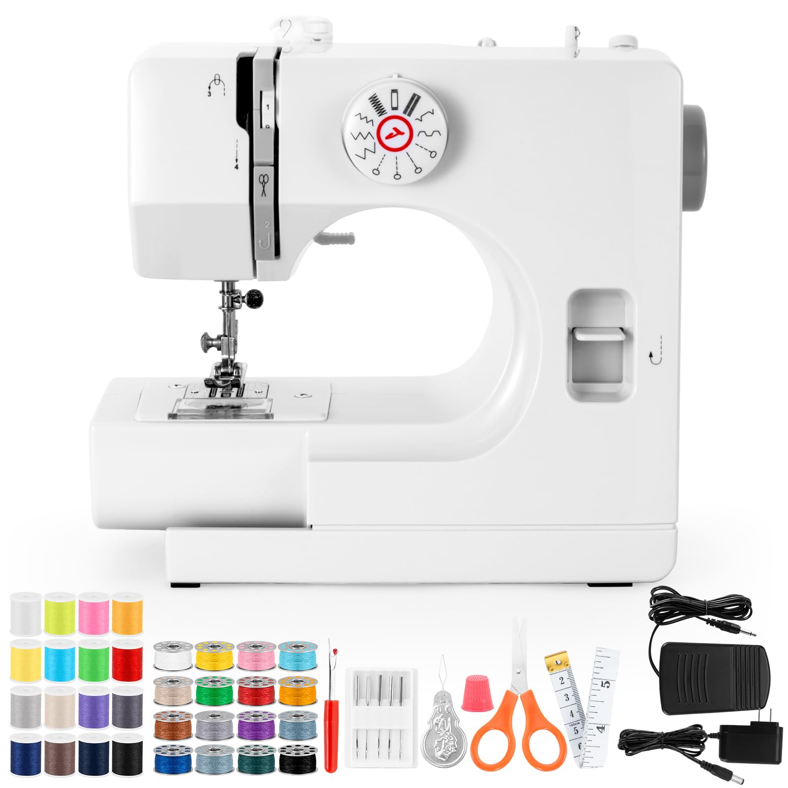Photo 1 of Sewing Machine, Mini Sewing Machine, Electric Portable Sewing Machine for Beginners, 12 Stitch Dual Speed with Extension Table & Foot Pedal & Sewing Kit (Basic Version)