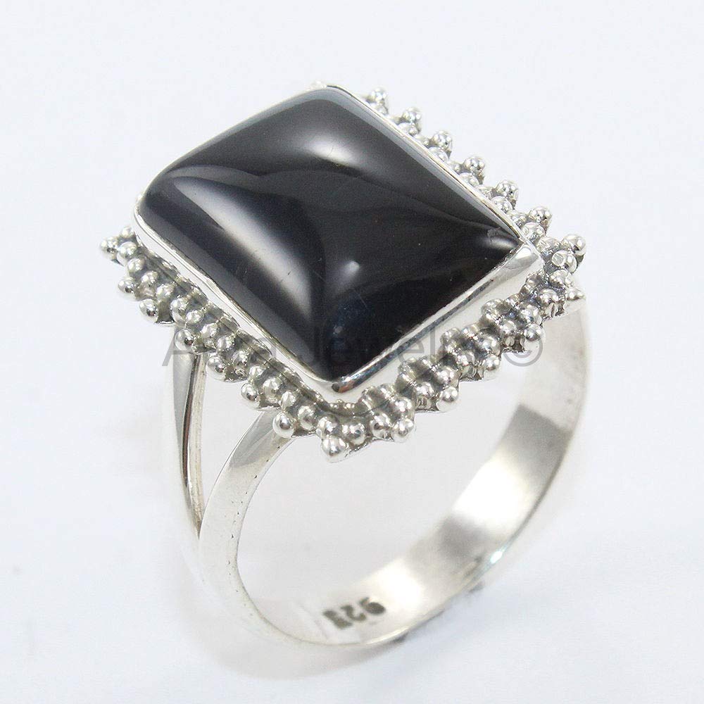 Rings Handmade Jewelry Bridesmaid Gift Sterling Silver Black Onyx Ring Fashion Mothers Day Gift Solid 925 Sterling Silver Rings For Women Girls Statement