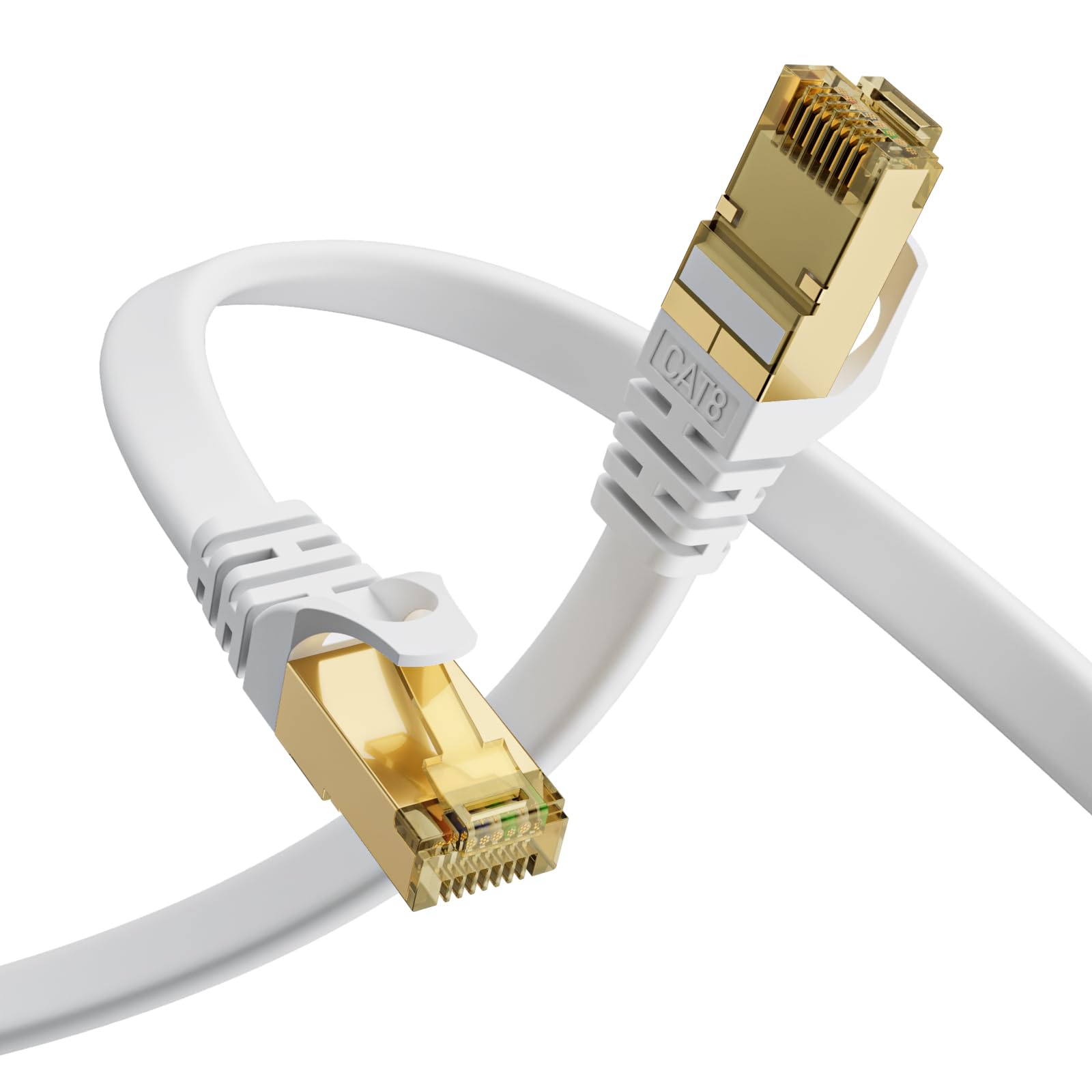 Aouensly Cat8 Ethernet Cable,5M High Speed Flat Lan Network Cable, 40Gbps 2000MHz Long Internet Cable with Gold-Plated RJ45, Internet Cord for Gaming, Streaming, Router, Modem, PC, Printer
