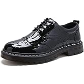 Womens Oxford Shoes Comfort Lace Up Slip Resistant Patent Leather Dress Shoes