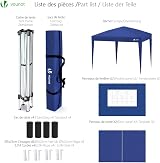 VOUNOT 3m x 3m Pop Up Gazebo with Sides Blue 4 Weight Bags Carry Bag view 6