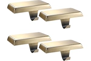 Sunshane Christmas Stocking Holders Mantel Stocking Hanger Hooks Fireplace Mantle Metal Hang Bases for Xmas Party Decorations (Bronze, 4)