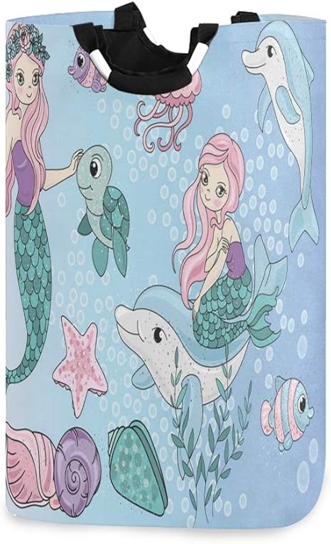 Amazon Wotaka ランドリーバスケット 海クリップアート人魚色ベクトル海 ランドリーバッグ 洗濯かご おりたたみ 洗濯カゴ おしゃれ 収納ボックス おもちゃ収納 ランドリー収納 オンライン通販