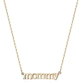 MEVECCO Gold Dainty Mom Necklace,18K Gold Plated Cute Tiny Mom Personalized Name Charm Necklace Delicate Word Cubic Zirconia Mom Chain Jewelry Gift for Mother's Day,Mother's Birthday