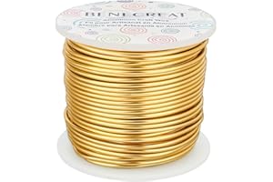 BENECREAT 12 17 18 Gauge Aluminum Wire (12 Gauge 100FT) Anodized Jewelry Craft Making Beading Wire Floral Gold Color Craft Wire for Air Plant Gardening, Model Making
