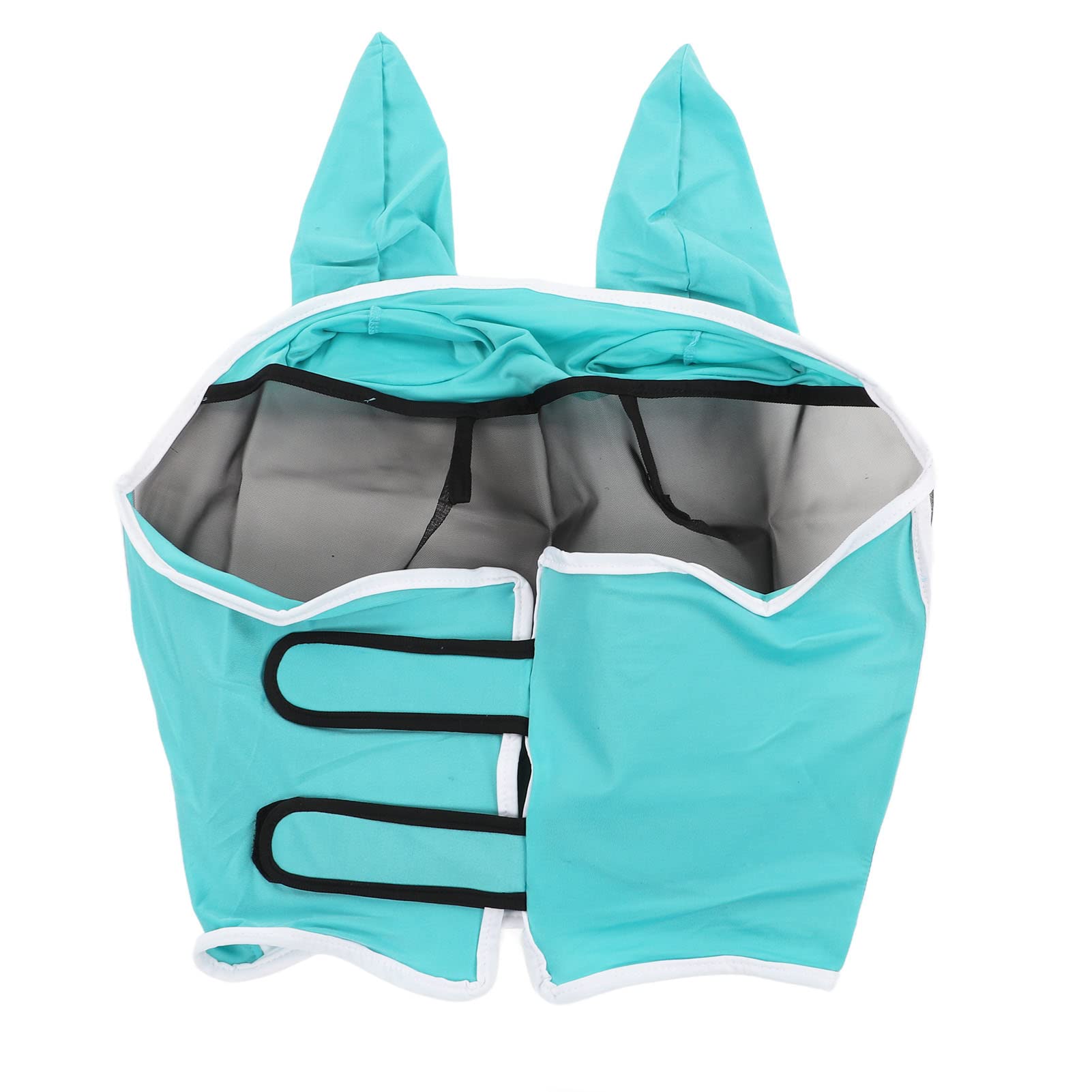 Alomejor Horse Fly Mask, Breathable Mesh UV Protection Detachable Horse Fly Mask with Ears for Horses(Blue Green L) Recreational facilities