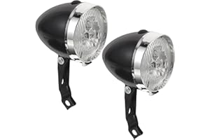 NESTINGHO Rotating Retro Bicycle Headlights 2Pcs with Fork Mount Bracket, Waterproof LED Bike Front Light for