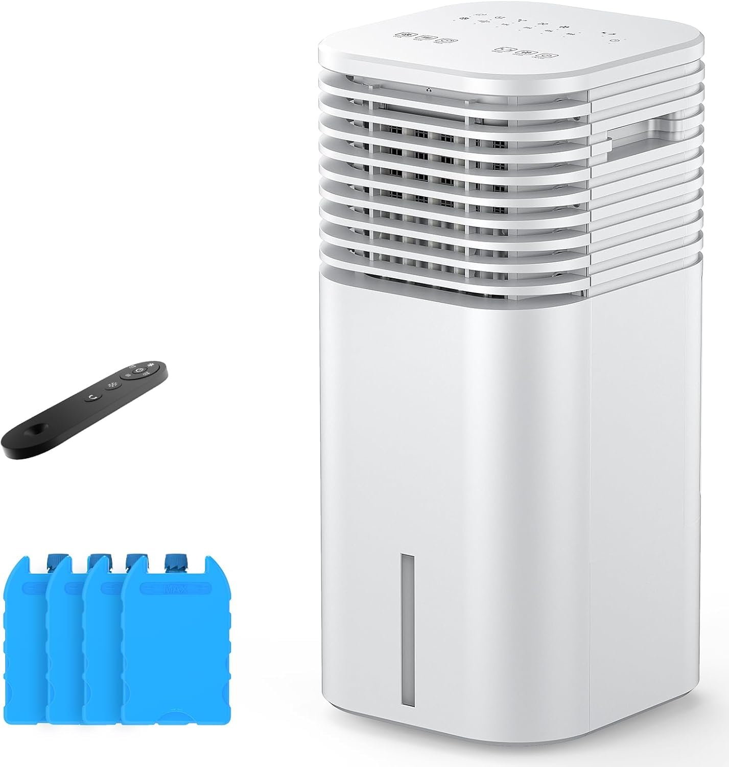24" Windowless Portable Air Conditioner, 15H Timer & 120°Oscillation, 3-IN-1 Portable AC Unit with Remote, 2-Gal Tank, 3 Modes & 3 Speeds, Ultra-Quiet Ventless Swamp Cooler for Home Office, Snow