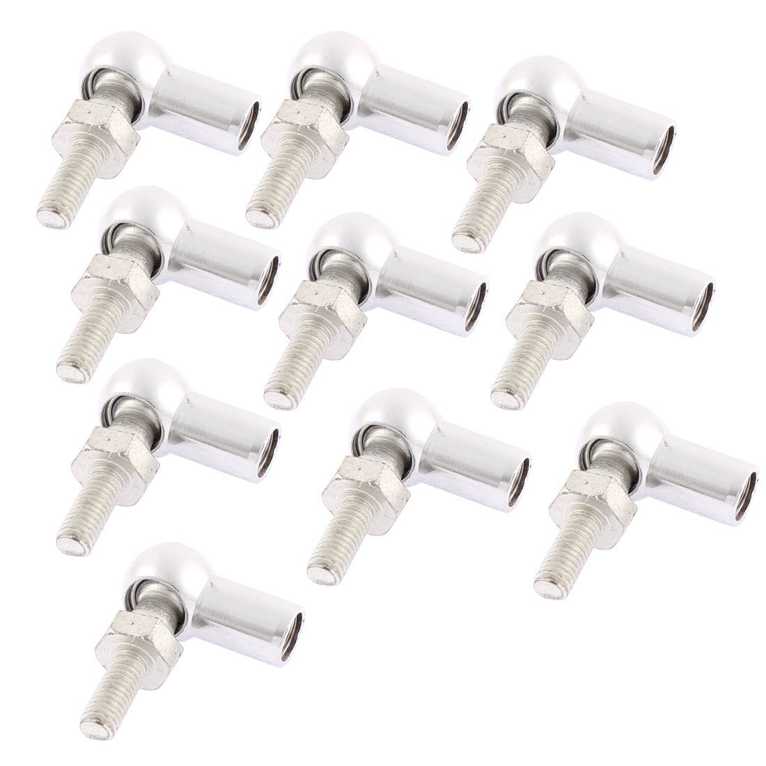 sourcingmap Rod End Ball Bearing with Stud, Right-Hand Female Thread M8x1.25mm and Right-Hand Male Thread M6x1.0mm, L-Shape Ball Socket Endfitting 10pcs