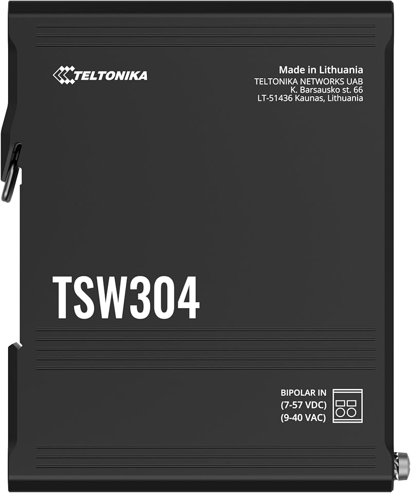 Teltonika TSW304 Gigabit Ethernet Switch 4 Port DIN Rail Mount Industrial