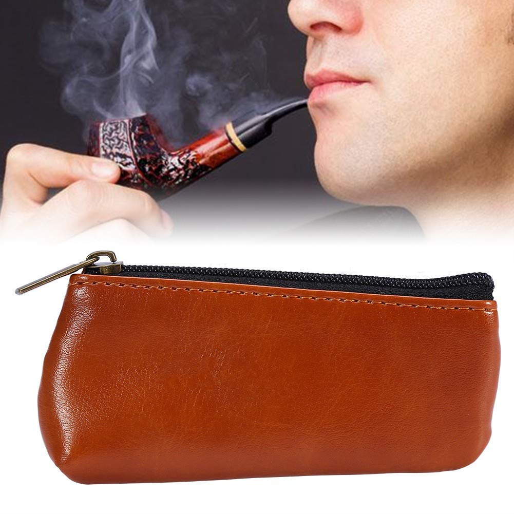 Tobacco Pouches, Tobacco Packet, Portable Zippered PU Leather Pouch Bag Leather Tobacco Pouch for Preserving Tobacco & Smoking Pipe