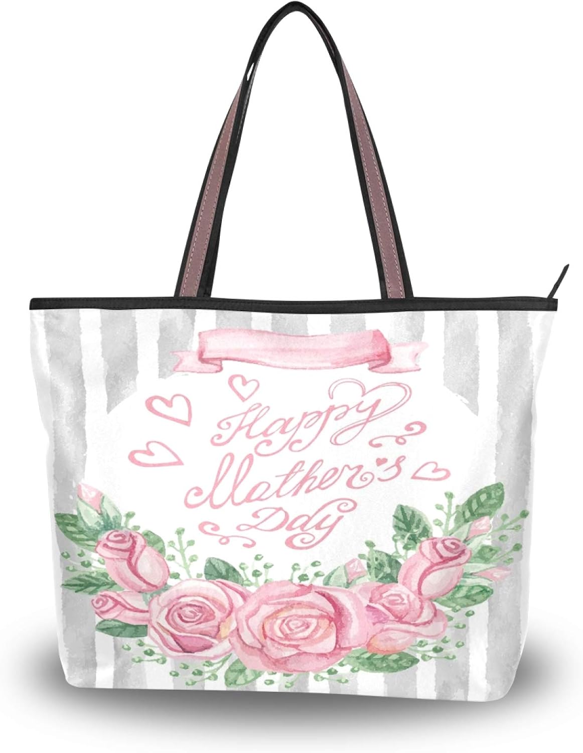 Tote Bag Happy Mother's Day Pink Rose for Women Girls Ladies Student