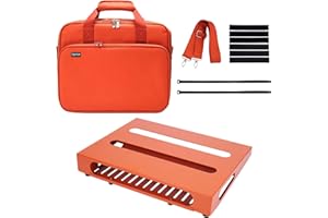 SOYAN 14" x 10.6" Guitar Pedal Board with Power Supply Cradle, Carry Bag Included (Vibrant Orange, SPB-14OR)