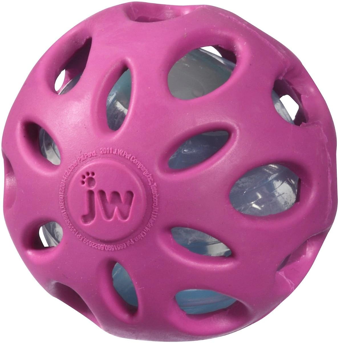 JW Crackle Ball Large By Rubber Ball with A Plastic Bottled Heart For Dogs, L