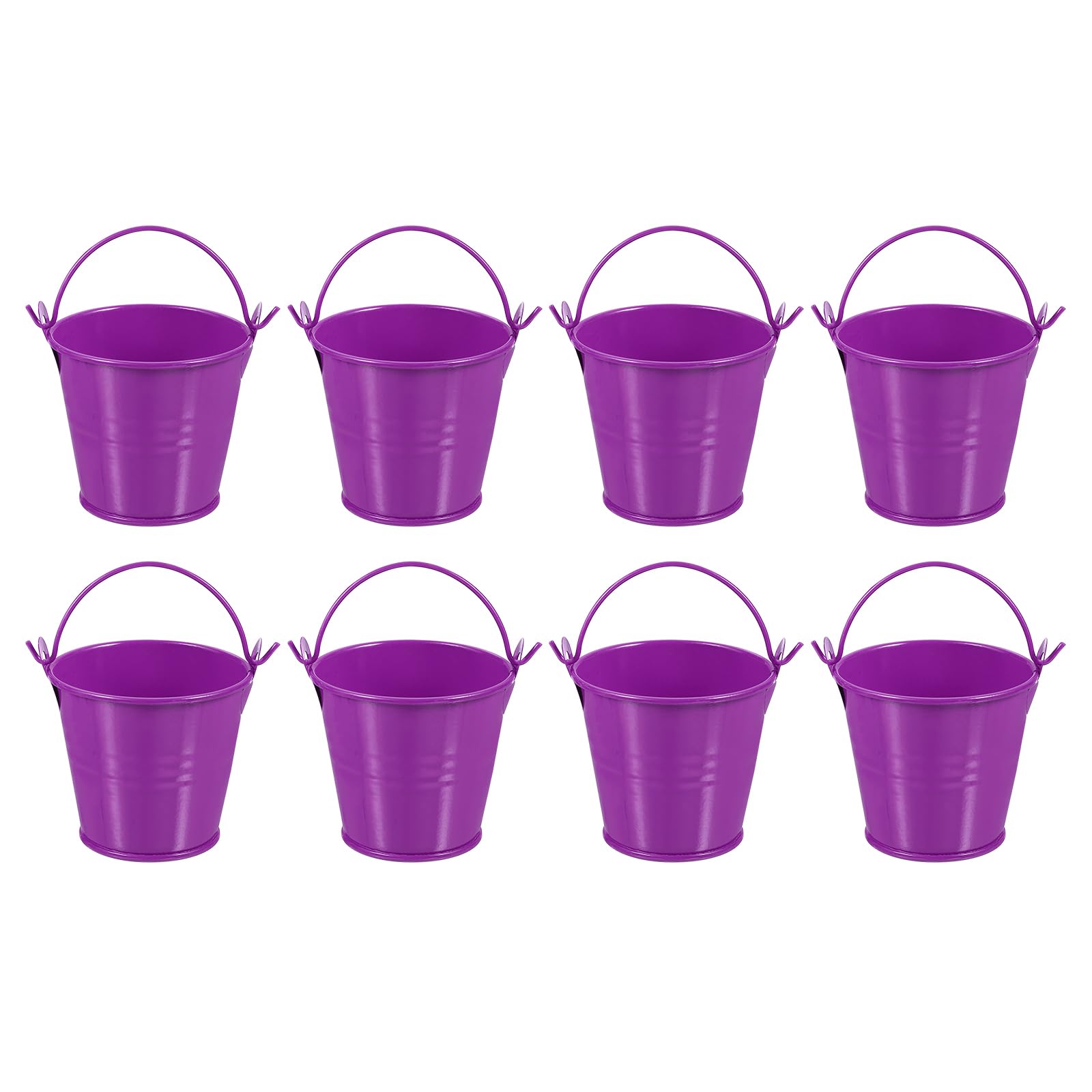 PATIKIL 2.4"x2" Small Metal Buckets with Handle, 8 Pcs Mini Galvanized Bucket Colorful Easter Buckets for Crafts Party Favors Decoration, Purple