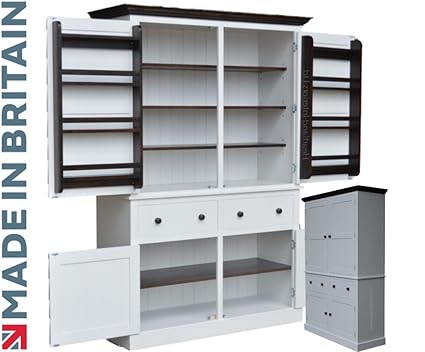 Large White Painted Provisions Cupboard With Racks Solid Wood 4