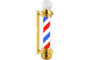 WDZD 35'' Barber Pole Light, Golden Rotating Hair Salon Open Sign, Wall Mount, Save Energy