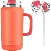 Hydraful 64 oz Tumbler with Handle and Straw - 100% Leak-Proof - Insulated Cup Reusable Stainless Steel Large Water Bottle Travel Mug for Gym, Hiking, and Camping - Gifts for Women Men Him Her