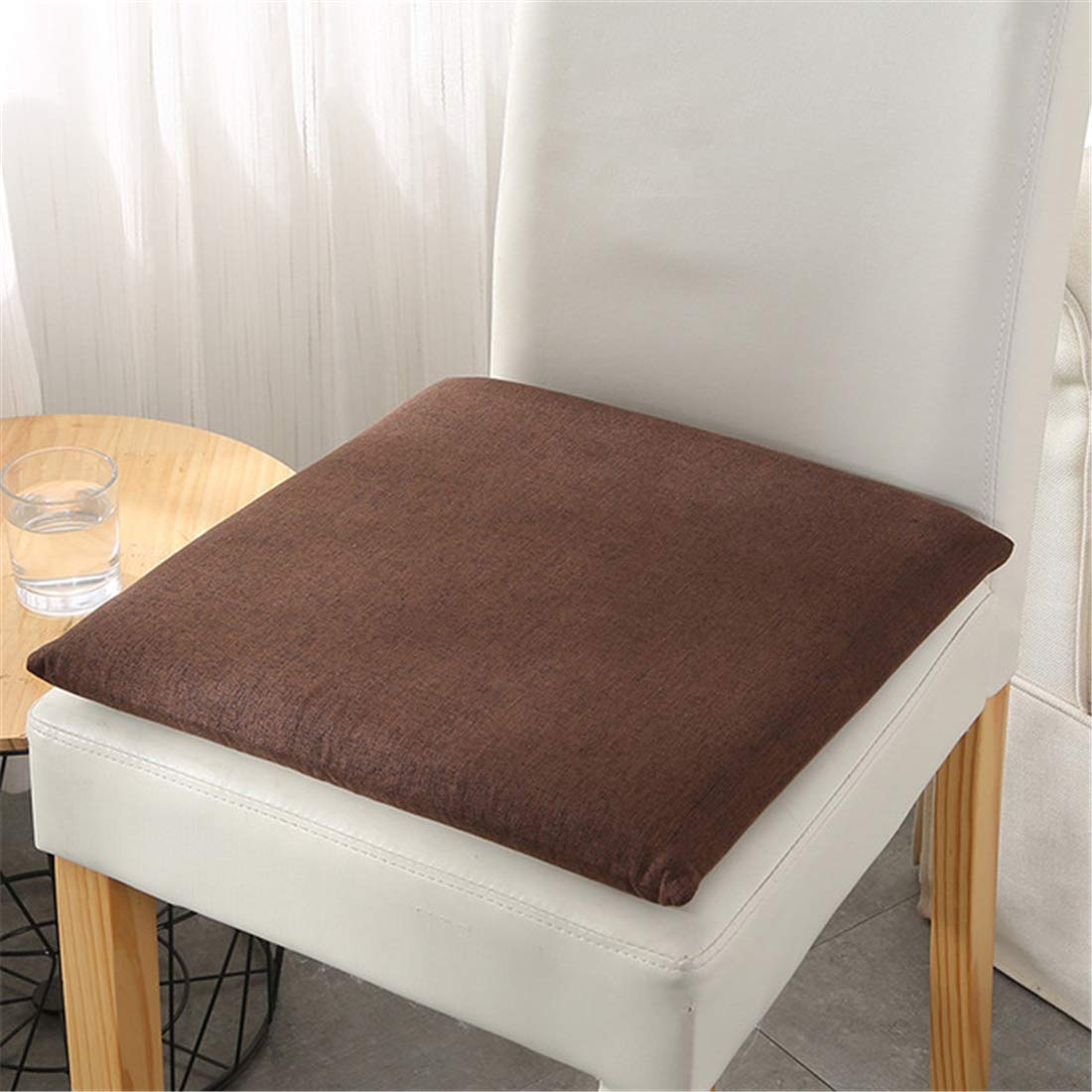Ecloud Shop Chair Cushion Seat Pads 40x40 cm Non-slip Soft Padded Foam Cushion for Dining Garden Kitchen Home Sofa Décor Removable Cover (Coffee)